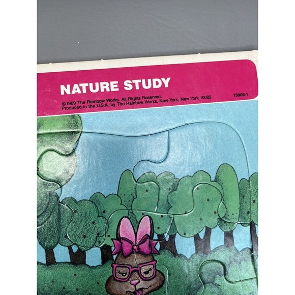 Rainbow Works Frame Puzzle NATURE STUDY 80s 90s Vintage Bunny Rabbits  USA - Picture 3 of 7